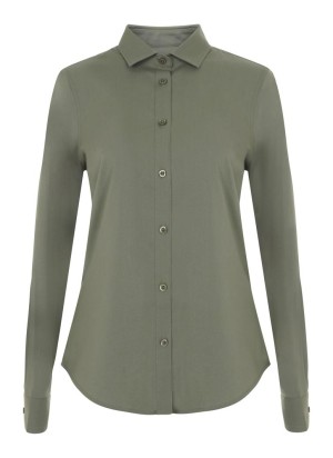 Camisa de trabajo de mujer elastica manga larga Velilla 405019S Verde oliva