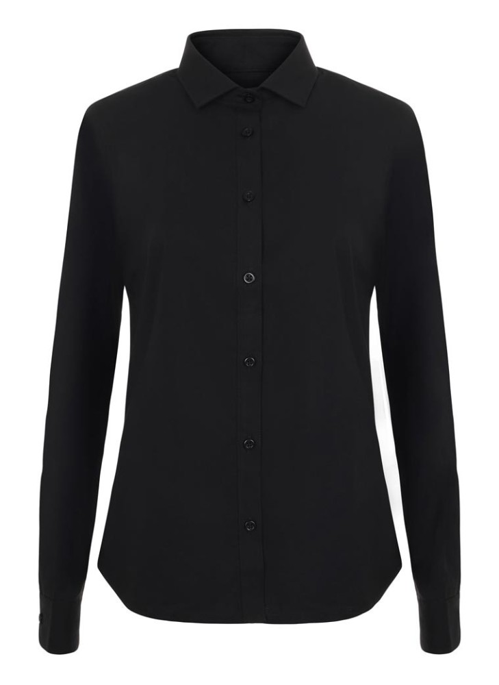 Camisa de trabajo de mujer elastica manga larga Velilla 405019S Negra