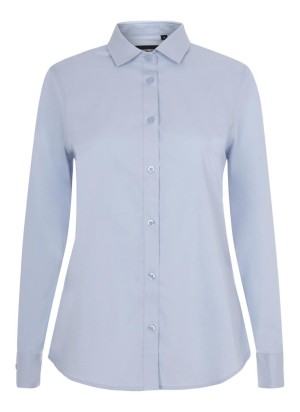 Camisa de trabajo de mujer elastica manga larga Velilla 405019S Celeste