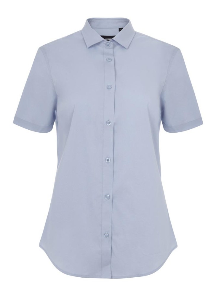 Camisa Stretch mujer cuello italiano y manga corta Velilla 405018S