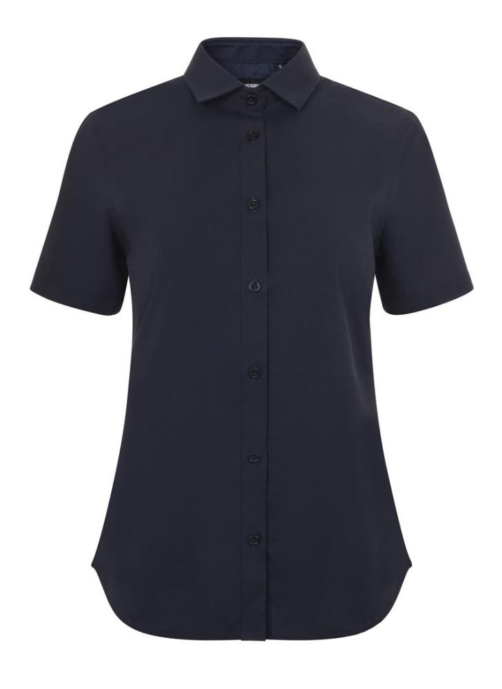 Camisa Stretch mujer cuello italiano y manga corta Velilla 405018S
