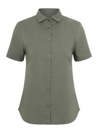 Camisa Stretch mujer cuello italiano y manga corta Velilla 405018S