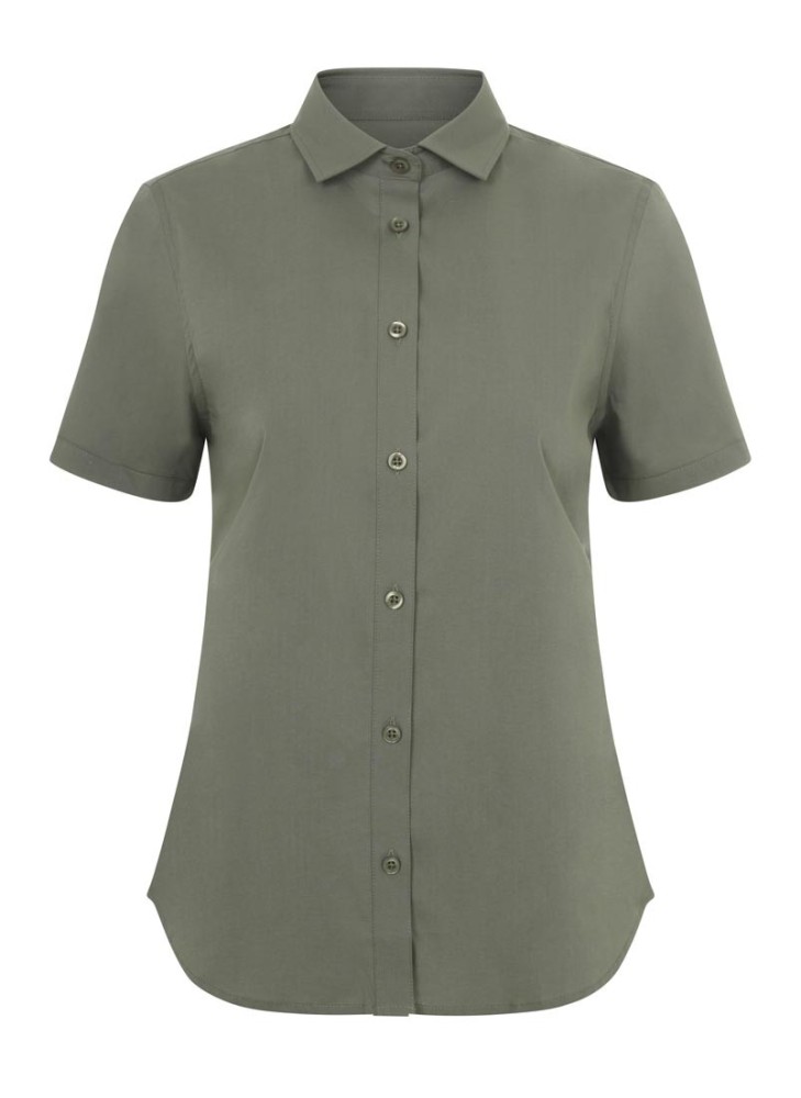 Camisa Stretch mujer cuello italiano y manga corta Velilla 405018S