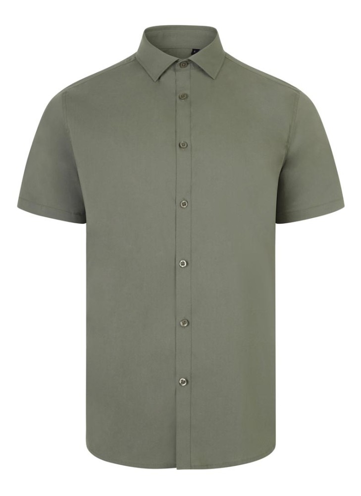 Camisa Stretch cuello italiano y manga corta Velilla 405016S