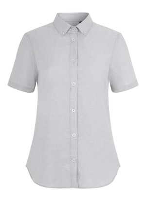 Camisa de trabajo oxford stretch mujer manga corta Velilla 405025S Gris hielo