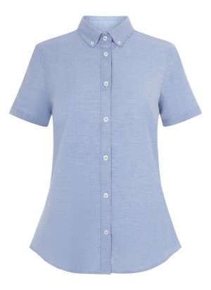 Camisa de trabajo oxford stretch mujer manga corta Velilla 405025S Celeste