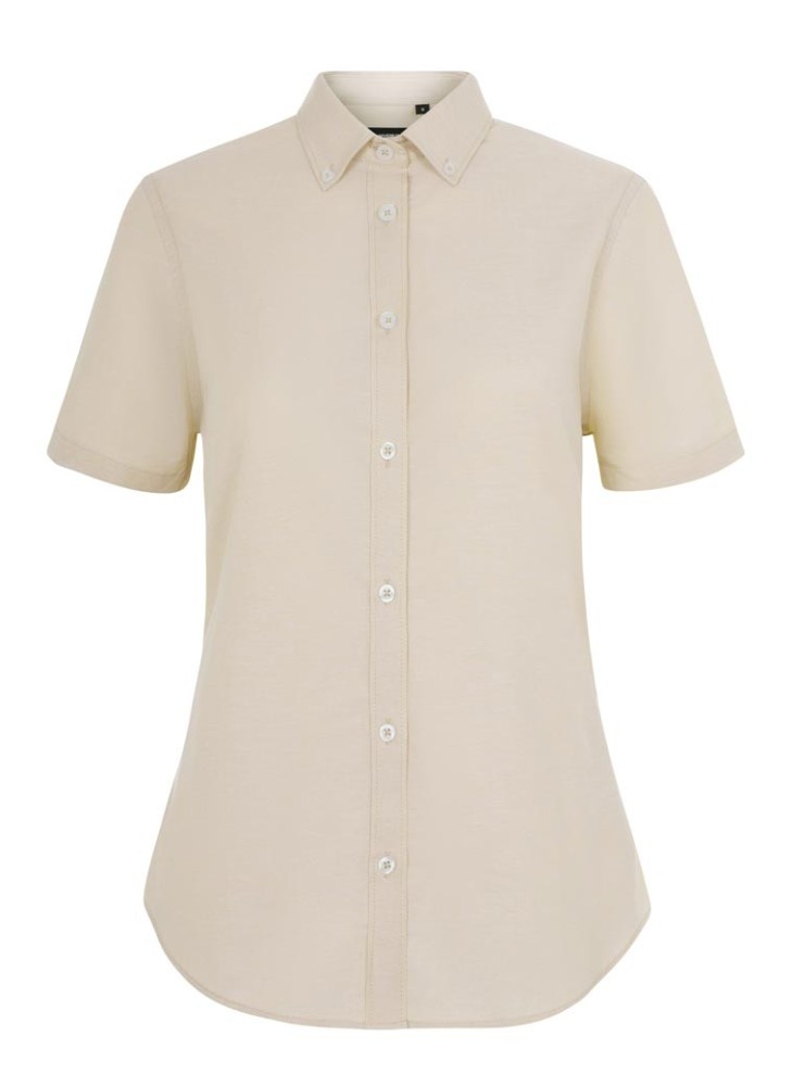 Camisa trabajo oxford stretch mujer manga corta Velilla 405025S Beige claro