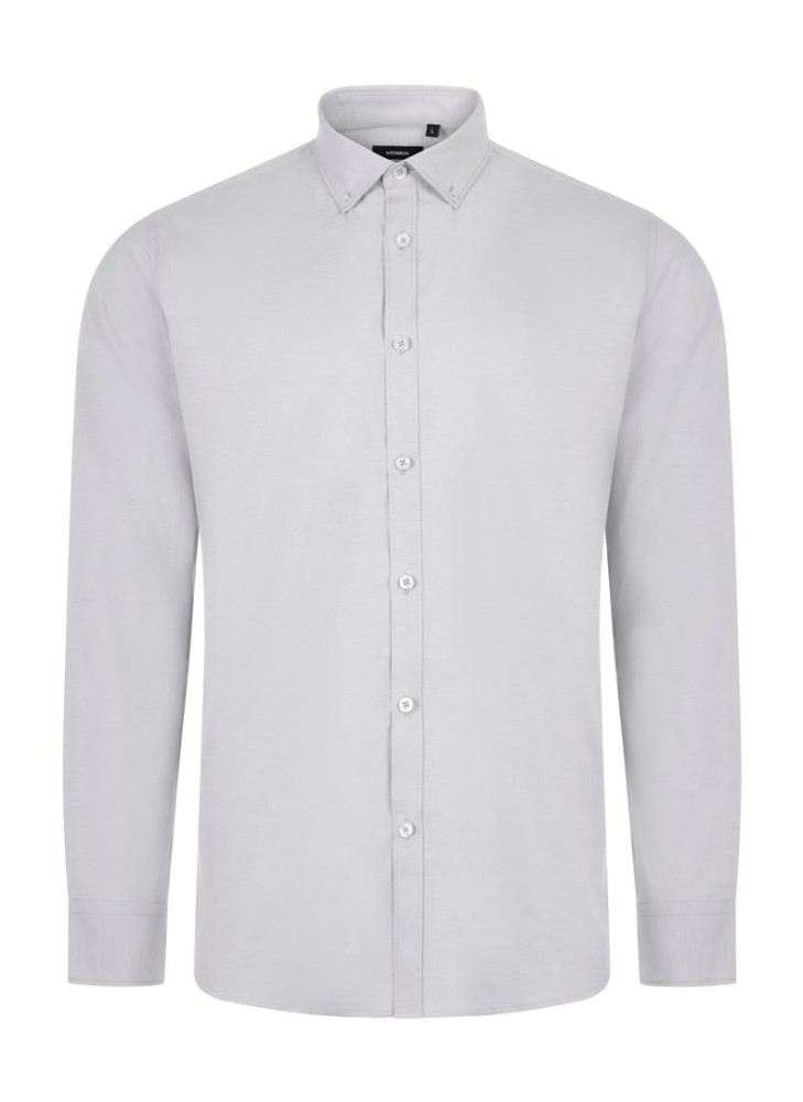 Camisa camarero oxford stretch manga larga Velilla 405004S Gris Hielo