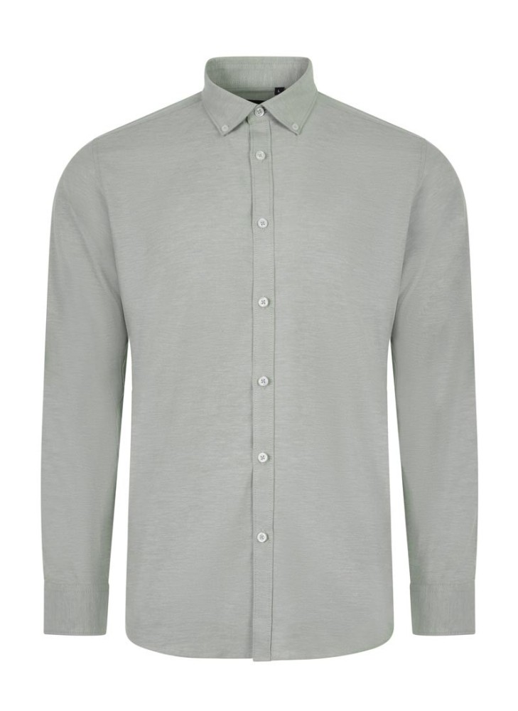 Camisa camarero oxford stretch manga larga Velilla 405004S Verde oliva