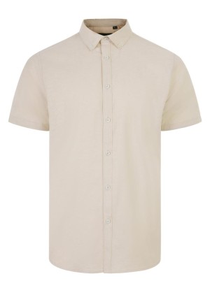 Camisa de trabajo oxford stretch manga corta Velilla 405024S Beige claro