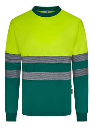 Camiseta alta visibilidad bicolor algodón ecológico manga larga Velilla 305619