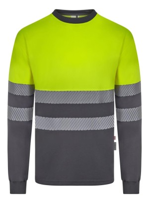 Camiseta alta visibilidad bicolor algodón ecológico manga larga Velilla 305619