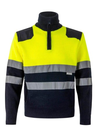 Jersey alta visibilidad bicolor media cremallera Velilla 301001 Marino-Amarillo