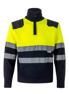Jersey alta visibilidad bicolor media cremallera Velilla 301001 Marino-Amarillo