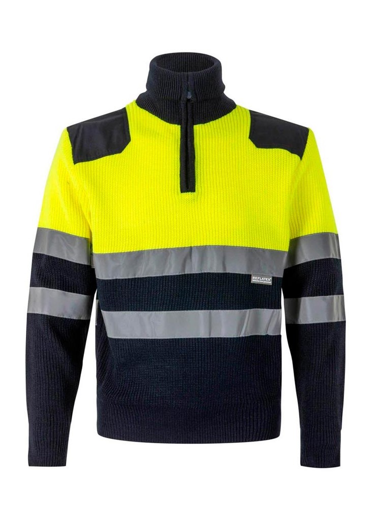 Jersey alta visibilidad bicolor media cremallera Velilla 301001 Marino-Amarillo