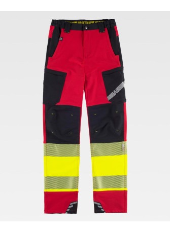Pantalón alta visibilidad tricolor C3555 Rojo-negro-amarillo