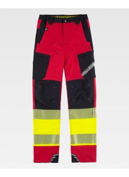 Pantalón alta visibilidad tricolor C3555 Rojo-negro-amarillo