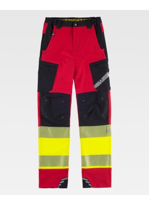 Pantalón alta visibilidad tricolor C3555 Rojo-negro-amarillo