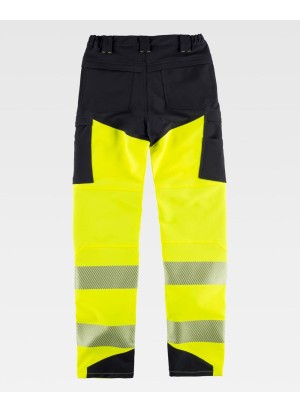 Pantalón alta visibilidad elástico Workteam C3550 Negro-amarillo a.v.