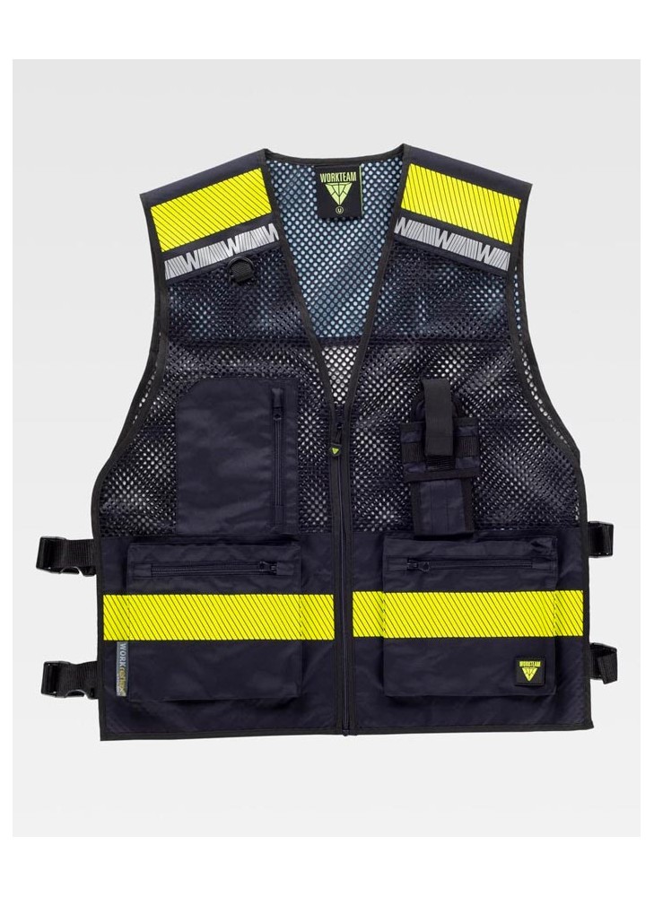 Chaleco reflectante con rejilla Workteam C3603 Marino-Amarillo