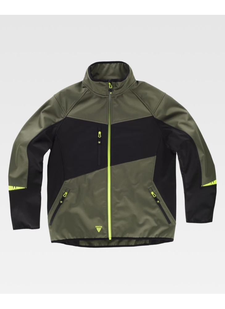 Chaqueta de trabajo Workshell cuello alto Workteam WF3040 Verde caza