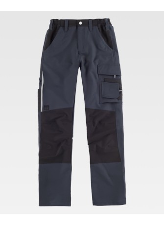 Pantalón trabajo elástico workteam B4042 Gris-Negro