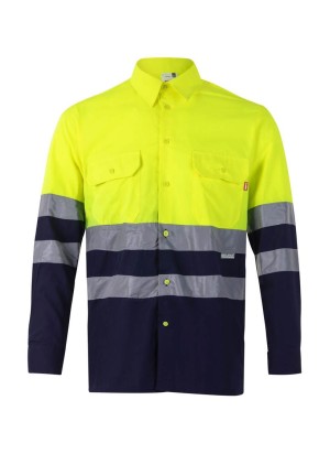 Camisa alta visibilidad bicolor Velilla 144 Marino-Amarillo