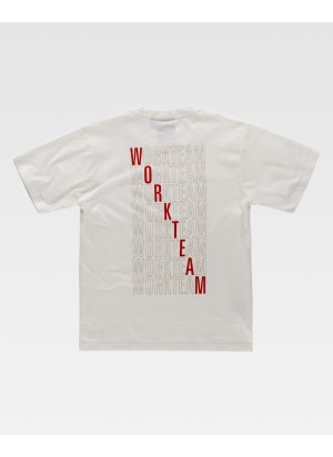 Camiseta de trabajo estampada algidón Workteam S6622 Blanca
