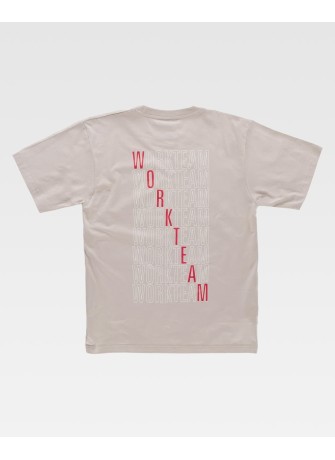 Camiseta de trabajo estampada algidón Workteam S6622 Gris topo