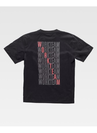 Camiseta de trabajo estampada algidón Workteam S6622 negra