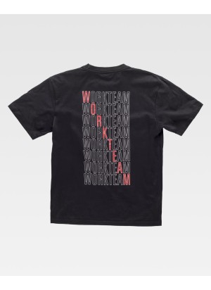 Camiseta de trabajo estampada algidón Workteam S6622 negra