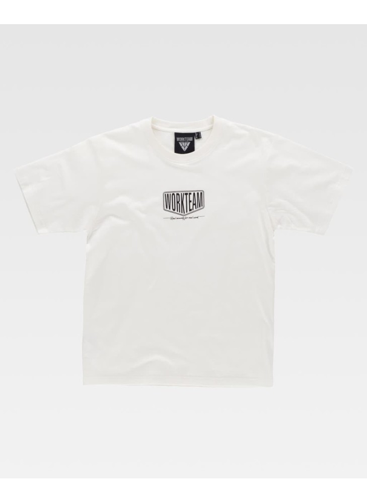 Camiseta de trabajo estampado pecho workteam S6623 Blanca