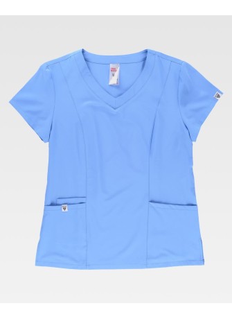 Casaca sanitaria de mujer entallada workteam B6955 Celeste