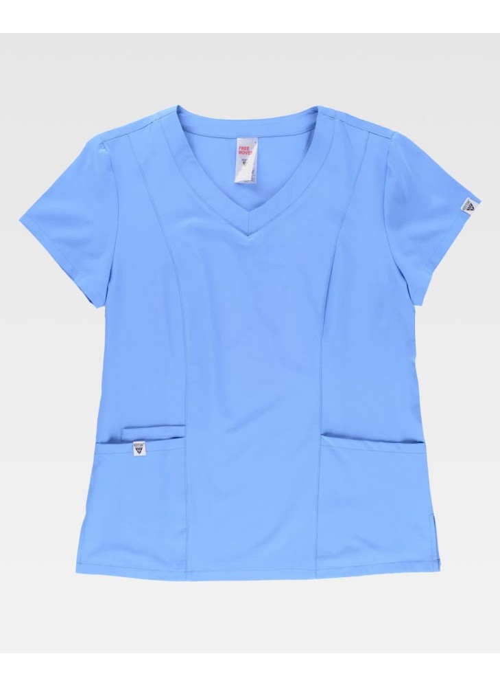 Casaca sanitaria de mujer entallada workteam B6955 Celeste