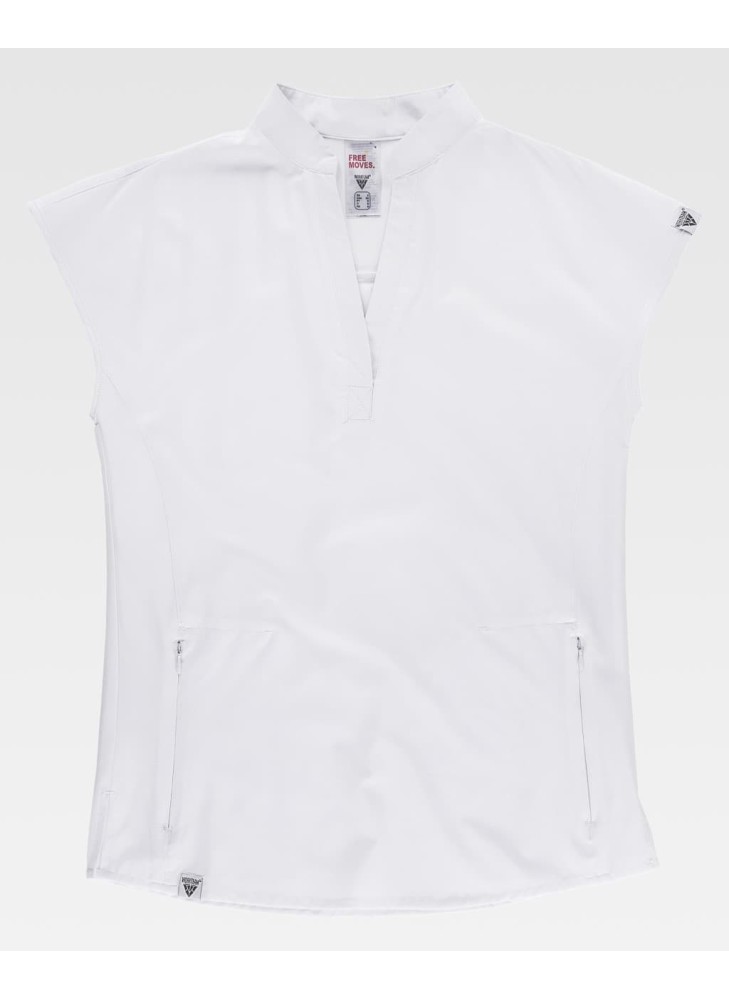 Casaca sanitaria elástica cuello mao Workteam B6956 Blanca