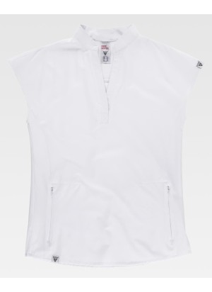 Casaca sanitaria elástica cuello mao Workteam B6956 Blanca