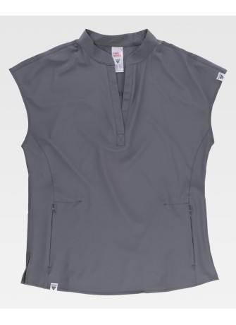 Casaca sanitaria elástica cuello mao Workteam B6956 Gris