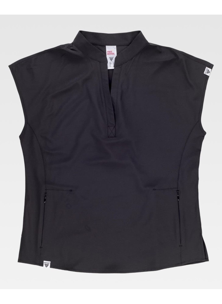 Casaca sanitaria elástica cuello mao Workteam B6956 Negro