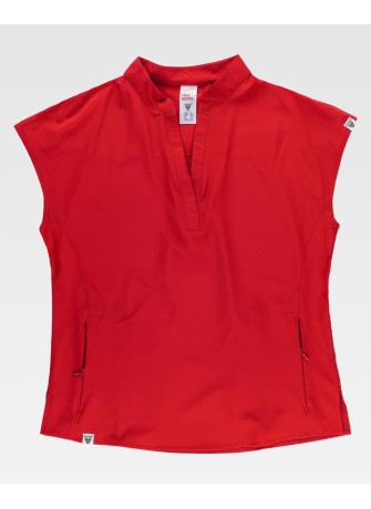 Casaca sanitaria elástica cuello mao Workteam B6956 Rojo