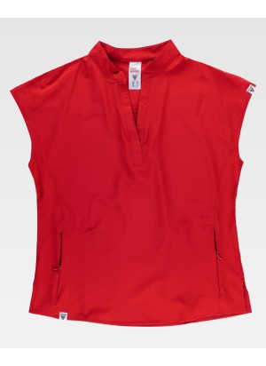 Casaca sanitaria elástica cuello mao Workteam B6956 Rojo