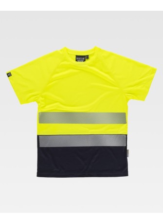 Camiseta reflectante combinada técnica transpirable C3975 Amarilla