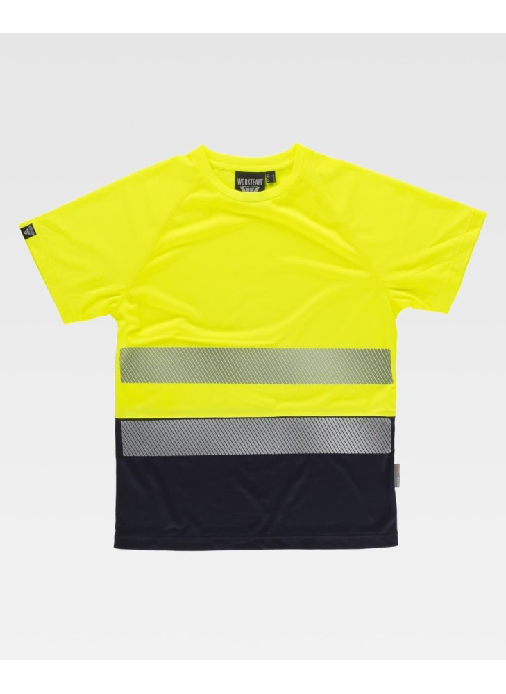Camiseta reflectante combinada técnica transpirable C3975 Amarilla