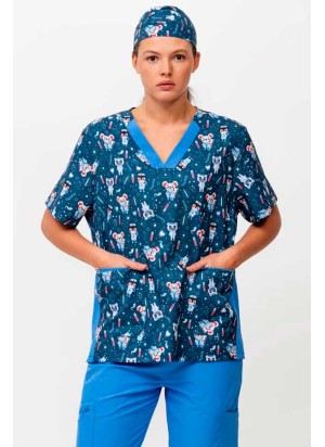 Bandana Veterinario Azul Estampada Elástica