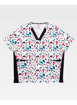 Casaca Peluquera Estampada Cuello Pico Moderna