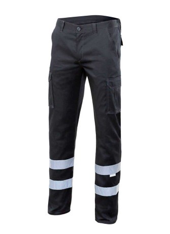Pantalón de trabajo con cintas reflectantes  Velilla 103014S Negro