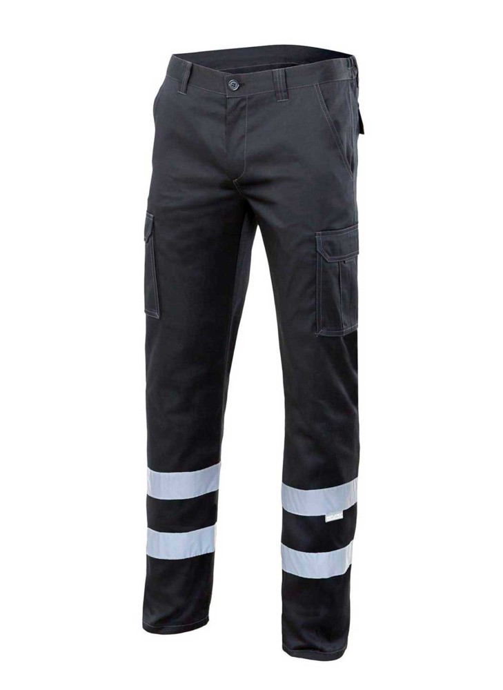 Pantalón de trabajo con cintas reflectantes  Velilla 103014S Negro