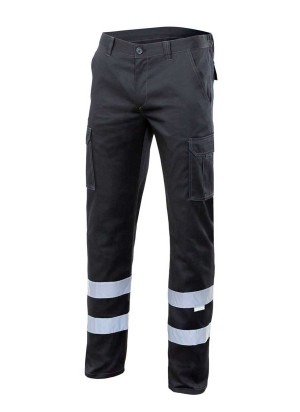 Pantalón de trabajo con cintas reflectantes  Velilla 103014S Negro