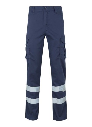 Pantalón de trabajo con cintas reflectantes  Velilla 103014S Azul Navy