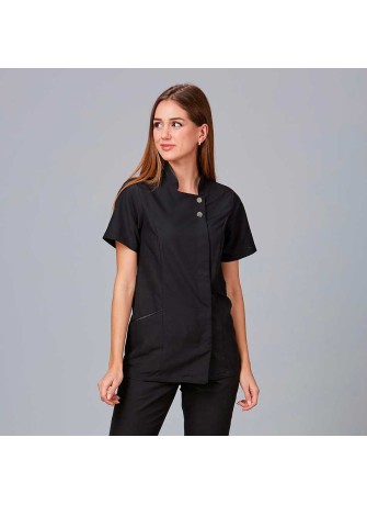 Blusa sanitaria semientallada de microfibra Garys 653200 Negra