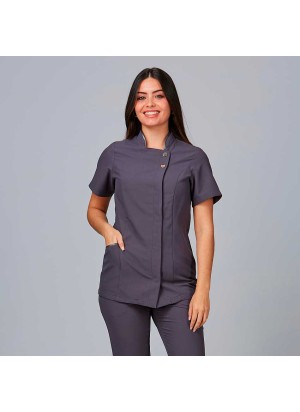 Blusa sanitaria semientallada de microfibra Garys 653200 Gris marengo